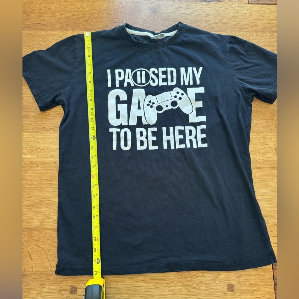 I Paused My Game To Be Here Black Graphic Gamer T-Shirt Men’s Large 21” Chest - Picture 3 of 4